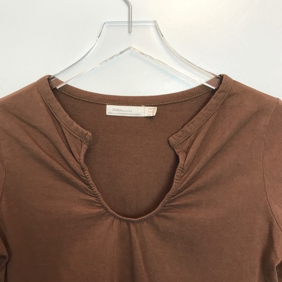 Zara Basics Brown Round Neck Tie Cuffs Knit Size M - Picture 5 of 8